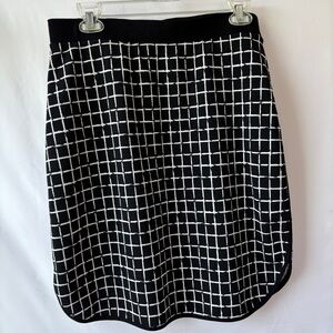 Le Lis Sz L Stylish Black and White Grid Skirt Stretch Simple Chic Work Comfy